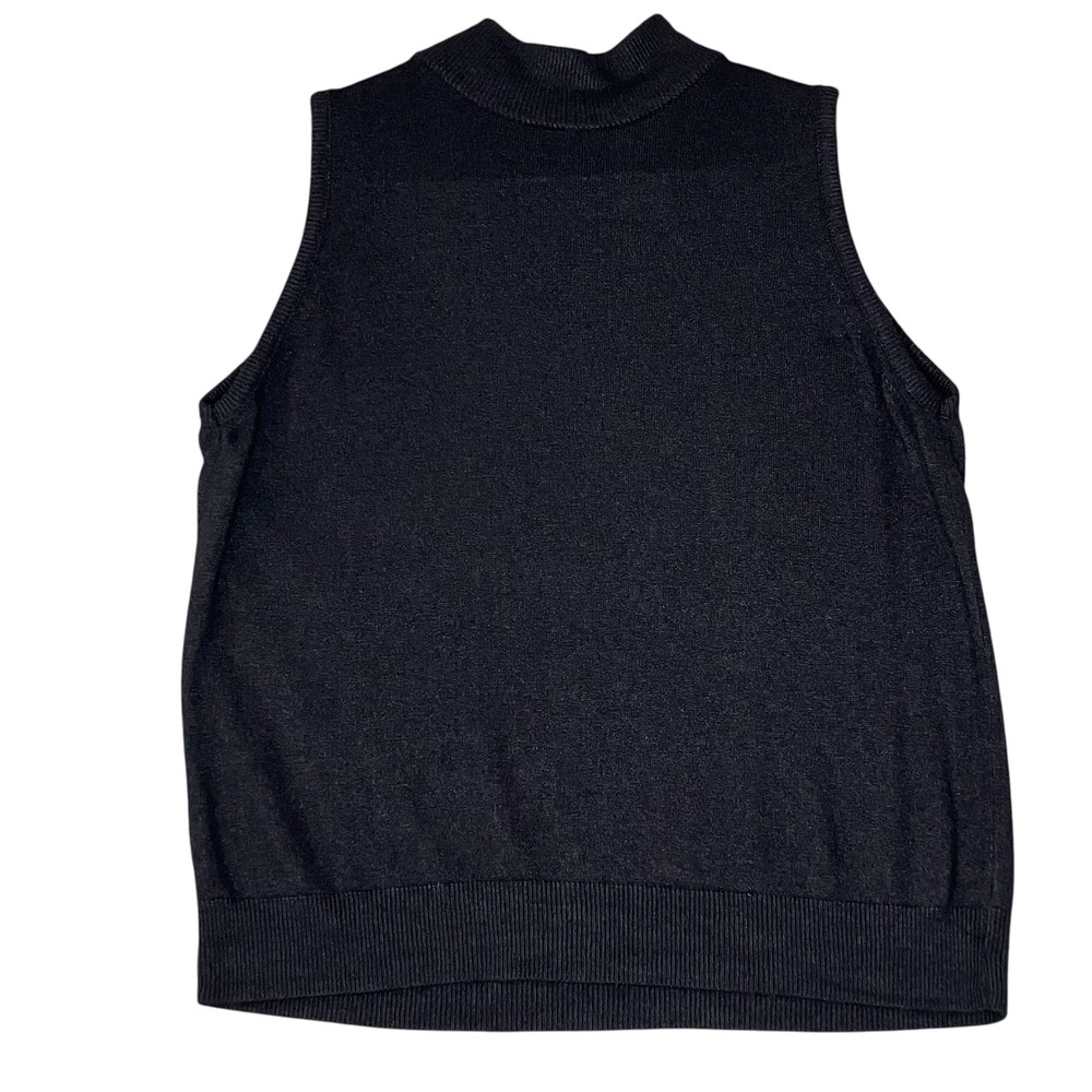 Designers Originals Sweater Women XL Sleeveless Black Mock Neck Back Zip Knit